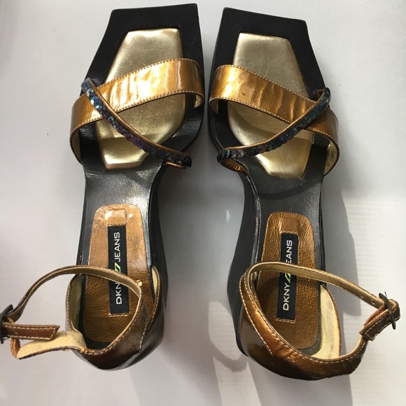 Dkny Shoes - DKNY golden high heel / platform shoes